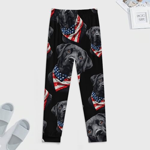 Labrador Retriever Dog U.S.A Flag Men's Pajama Pants Lounge Pant Sleepwear PJ Bottoms3