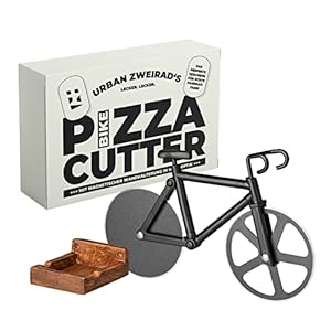 URBAN ZWEIRAD | Fiets pizzasnijder incl. magnetische wandhouder | anti-aanbaklaag & roestvrij | familie pizzaroller, fiets cadeau-ideeën