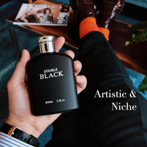 Image of AFLUXE Double Black Eau de Toilette for Men, Sophisticated Woody Oriental Cologne, Long Lasting Intense Mens Perfume, 3.3 fl oz (100 ml)
