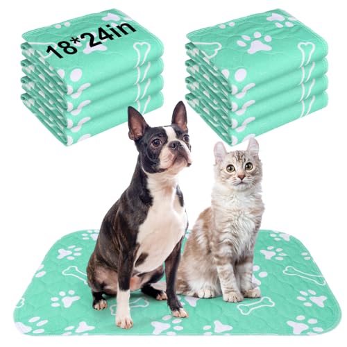 Image of BEAUTYZOO 8 Pack Washable Pee Pads for Dogs, Reusable Puppy Pads for Potty Training, Waterproof Super Absorbent Whelping Pads Mats Non Slip Against Urine for Small Medium Dogs Cats, 18 inch x 24 inch