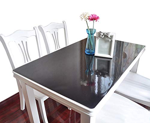 IVEGLA キッチン用品 PVC製 テーブルクロス デスクマット テーブルマット 長方形 防水 耐久 汚れ防止 厚さ1.5MM ブラック 70*120CM