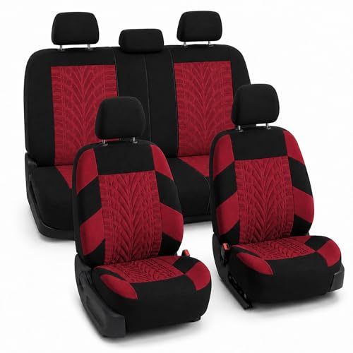 FH Group FB071BURGUNDY115 Universal Fit Full Set Travel Master Burgundy Automotive Seat Covers fits Most Cars, SUVs, and Trucks Airbag and Split Bench Compatible, FB071BURGUNDY115-AVC