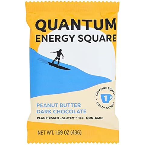 Quantum Energy Squares, Peanut Butter Dark Chocolate, Plant Based, Dairy Free, Gluten Free & Non-GMO, 1.69 Oz (Pack of 8) Cover