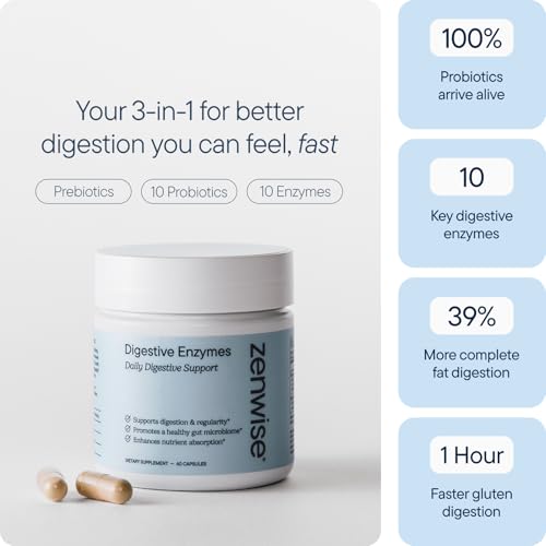 Image of Zenwise Health Digestive Enzymes, Probiotics, for Gut Health Bloat - 180 CT