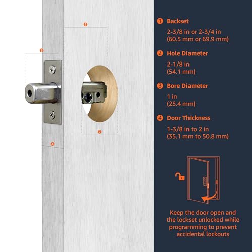 Amazon Basics Electronic Keypad Deadbolt Door Lock with Touch-Control Keyless Entry, Keyed Entry Option, Traditional, Matte Black, 1-Pack