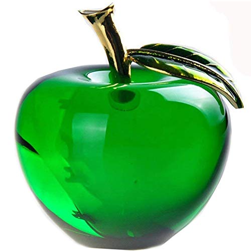 (Twin-happiness) クリスタル アップル 水晶 リンゴ ペーパーウェイト 開運 風水 インテリア 置物 ギフト (緑)のサムネイル