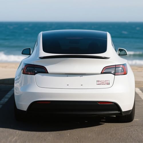 Image of Plaid Badge Sticker for Tesla Model 3 Y S X Cybertruck, Space Tunnel Emblem Sticker Performance Exterior Rear Trunk Accessories