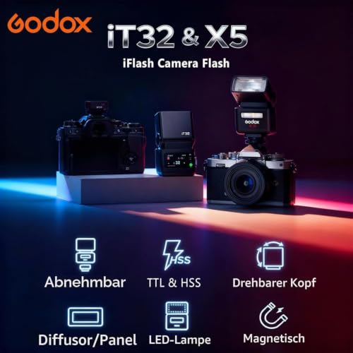 Image of Godox iT32 TTL Camera Flash with X5N Trigger for Nikon Z8, D500, D750, Z6 | 2.4G HSS 1 /8000s,Hotshoe & Trigger 2-in-1; Compatible with Nikon D3100, D5, Z7 II, D3300 Z6II Z9 Z7 D5600 D750 D850 Z5 Z50