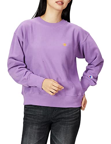 [チャンピオン] トレーナー 長袖 綿100% 10oz リブ編み ワンポイントロゴ リバースウィーブ クルーネックスウェットシャツ CW-W002 レディース パープル L
