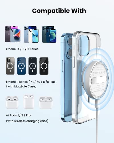 Image of Magnetic Wireless Charger for Apple: MGG Mag-Safe Charging Pad for iPhone 15 /14 /13 /12 Pro Max /Plus /Mini - Mag Charger Pad for AirPods Pro 3 2 with 18W Adapter and Kickstand