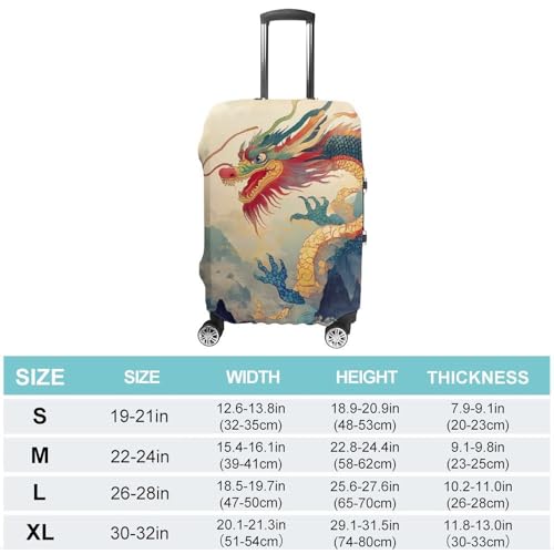 Chinese Dragon Sun Travel Luggage Cover for Suitcase 19-32 Inches Elastic Washable Baggage Protector2