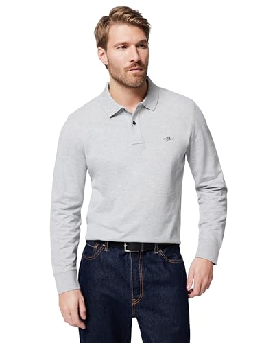 Gant Reg Shield Ls Pique Rugger, Polo Uomo, Grigio ( Grey Melange ), M