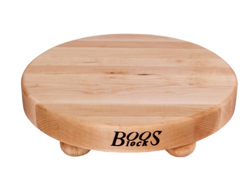 John Boos Block B12R Round Maple Wood Edge Grain Cutting Board with Feet
