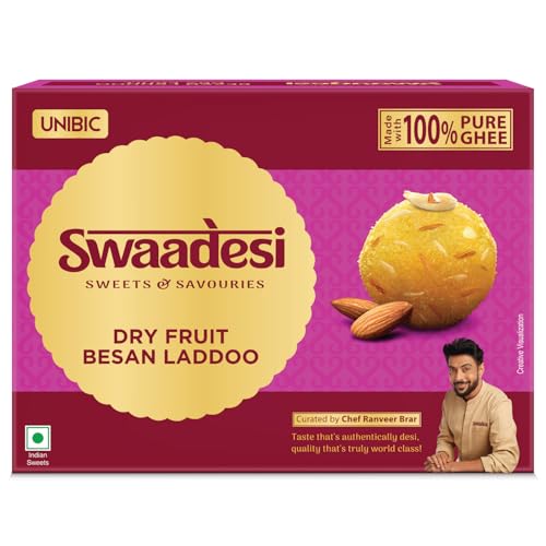 Image of Unibic Swaadesi Dryfruit Besan Laddoo I Made with Pure Desi Ghee I Handcrafted Traditional Indian Sweets I Authentic Laddu Taste - 180 g