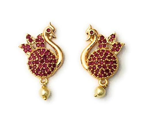 Image of Sasitrends Micro Gold Plated Peacock AD Stone Studded Jewellery Set