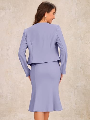 Image of Allegra K 2 Piece Suit Dress Set for Women's Cropped Blazer and Sleeveless Mermaid Business Dress