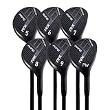 Rife Golf RX7 Tall Senior Mens Right Handed XXL Length Plus 2 Inches Over Standard Lite A Flex Graphite All True Utility Hybrid Irons Set 5 6 7 8 9 PW Ultra Forgiving Golf Clubs
