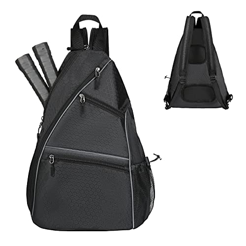 Rzmayis Pickleball Bag Crossbody Sling Bag For Paddle Pickle-Ball Equipment Backpack Men's And Women's Adjustable Bag For Pickleball, Tennis, Racketball (Black) #TOP18