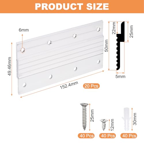 Image of uxcell French Cleat Picture Hanger 6 Inch, 1 Set Aluminum Z Clip Interlocking Wall Mounting Bracket Mirror Hanging Hardware Frame Hanger Silver Tone