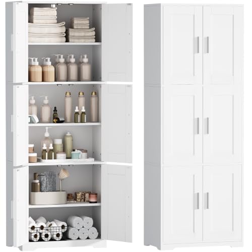 YUNSCEND Armario de Baño de 6 Puertas, Armario de Baño de Columna Alta