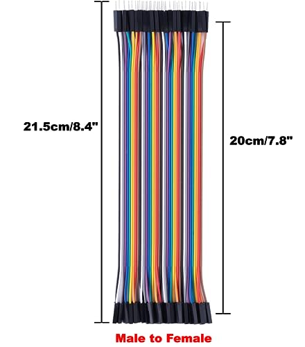 40pcs 20 cm (8 inch) Female to Male Multicolored Dupont Wire Breadboard Jumper Ribbon Cables Compatible with Arduino DIY STEM Projects(F/M) - Image 4