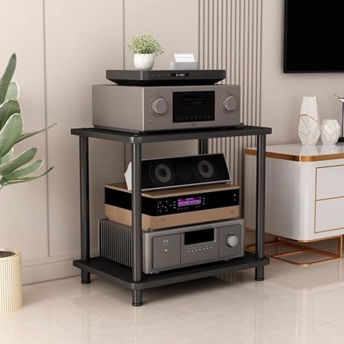 Estantería HiFi de 2 niveles mueble para reproductor de discos negro 60 cm 6