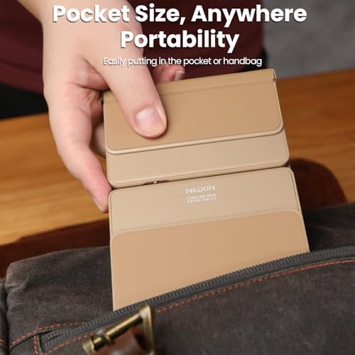 Image of Nillkin Pocket Foldable Wireless BT Keyboard with Touchpad Number Pad for Study, Bussiness Trip, Travel Meeting for Tablet, Mobile Phone,Laptop, Full Size (Small) Keyboard (Khaki)