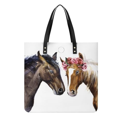 Sac à main shopper chevaux de style élégant grand tote bag féminin 39x39cm