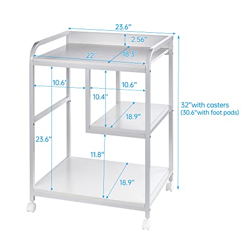 Fannova White Printer Stand, 22 X 18 Inch Big Size Printer Table With Wheels, 3 Tier Rolling Printer Cart For Home Office Storage And Organization, Stand For Host Computer, Pc Tower, Cpu, Shredder #TOP1