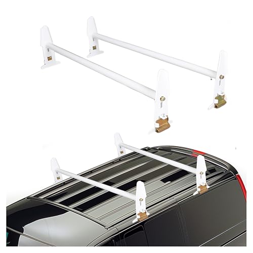 KUAFU Van Roof Ladder Rack Adjustable Roof Rack 47-77 Compatible with Chevy Dodge Ford GMC Express 500 LBS