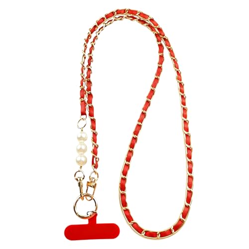 Image of Phone Lanyard, Phone Chain, Anti-Lost Phone Wrist Strap - Double Phone Chains Hand Charm With Aesthetic Pearl Beaded Design - Cute Decoration for Keychain, Wallet, and Camera