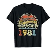 This March 1981 45th birthday gifts for men women boys girls 45 birthday 2026, 45 Years Of Being Awesome Birthday shirt Vintage 1981 limited edition. Retro 45th birthday decorations. 45 years old birthday gifts, Born in 1981, awesome since 1981. Perf...