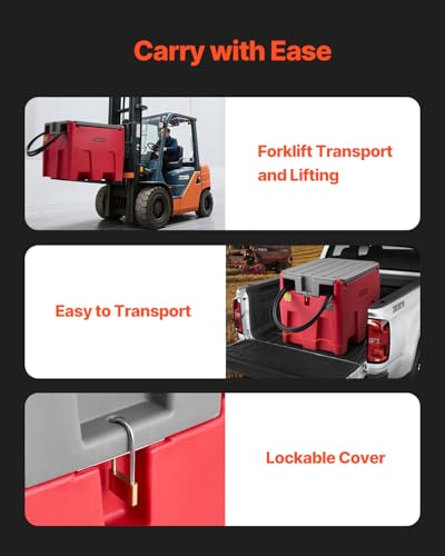 VEVOR Tragbarer Dieseltank 58 Gallonen Mobile Tankanlage, Rot Mobile Dieseltankstelle, 140 W Tankstation Dieseltank, 2600 RPM Transporttank, 12 V Automatik Pumpe, 4 m Schlauch Benzintank zum Betanken