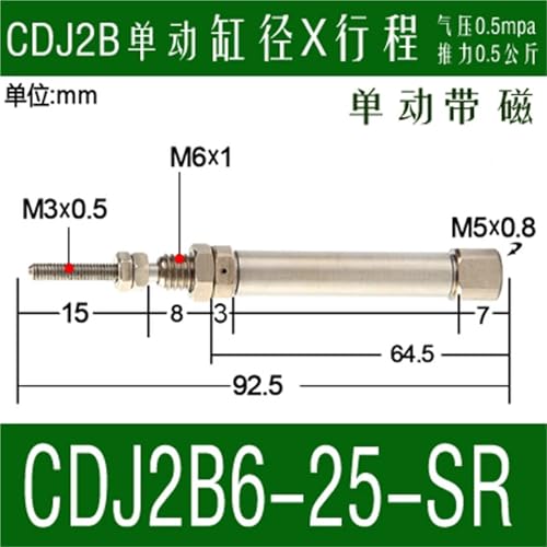 Cilindro de acero inoxidable CJ2B 6X25 con cuerpo cilíndrico tipo pluma miniatura 3
