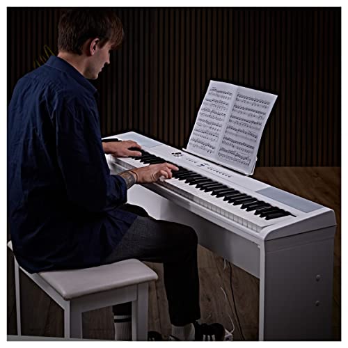 Piano de Scène SDP-2 par Gear4music + Support Pédale et Casque White - Les Beatles, Paul McCartney, John Lennon, RIngo Starr, George Harrison Piano de Scène SDP-2 par Gear4music + Support Pédale et Casque White – Image 4