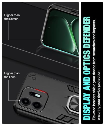 Image of WOW IMAGINE Shock Proof Back Case Mobile Cover for 1+ OnePlus N6 5G | Back Cover Case (Tough Armor | Hybrid PC + TPU | Ring Holder & in-Built Kickstand | Black)
