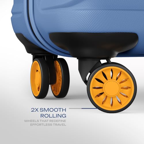 Image of Safari Stratos 8 Wheels Set of 3 Trolley Bags, Hard Case Polycarbonate, 360º Wheeling Carry on & Check-in Luggage for Men & Women, Suitcase for Travel, Trolley Bags for Travel, Steel Blue