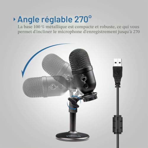 VOHALO Microphone USB, Cardioïde Condensateur Microphone Ordinateur – vue 2