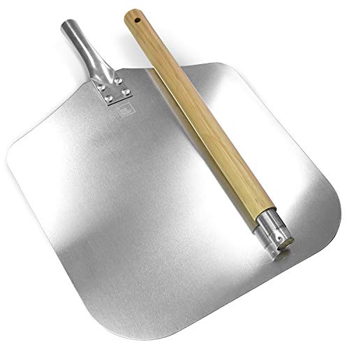 #benehacks® Pizzaschuiver Pala - ook ideaal te gebruiken als ovenschuiver & broodschep - Premium pizzaschep van aluminium en grenenhout (schep oppervlak: 30 x 28,5 x 0,2 cm - totale lengte: 77cm)
