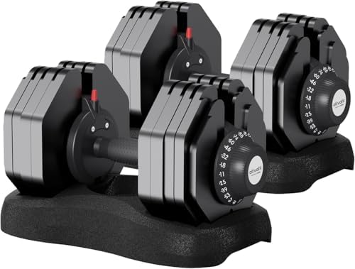 ATIVAFIT Adjustable Dumbbell Pair 12-in-1 Quick Dial Safety Lock ...
