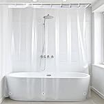 ANSIO ARVO PEVA Shower Curtain for Bathroom without Hooks – Mould and Mildew Resistant – Clear, 180 x 180 cm (71 x 71 Inch) | Water Repellent Curtain