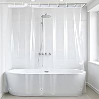 ANSIO ARVO Clear Shower Curtain 180 x 180 cm (71 x 71 Inch) | Peva Waterproof & Anti-Mould Bathroom Curtain – Transparent Shower Curtain Liner – Hooks Not Included