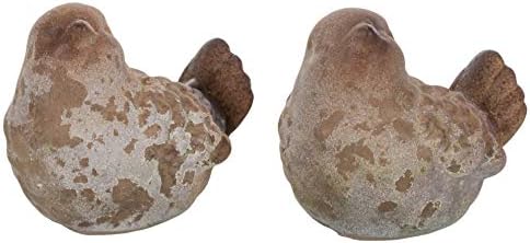 The Country House Lil Rustic Birds Aged Brown 3 x 2 Terra Cotta Ceramic Figurines Set of 2