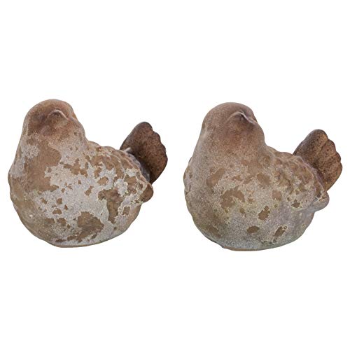 The Country House Lil Rustic Birds Aged Brown 3 x 2 Terra Cotta Ceramic Figurines Set of 2