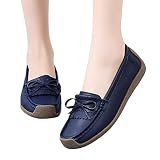 Briskorry Damen Mokassins Classic Bootsschuhe PU Leder Loafers Freizeit Schuhe Flache Fahren Halbschuhe Casual Slippers Erbsenschuhe