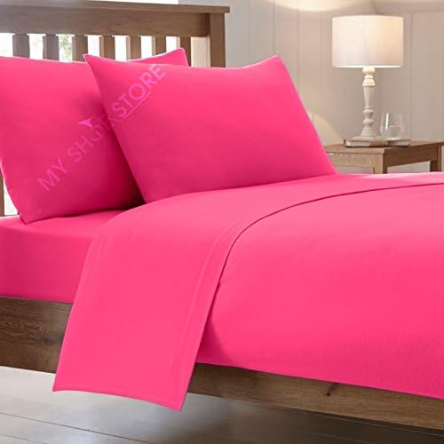 High Street Fashion ® Extra Deep Fitted Bed Sheets Combed Poly Cotton Percale Bedding Pillow Cases Size King Double Single Pillowcase Pair