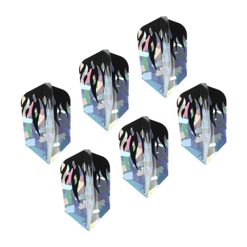 M METERXITY 6 Pack Slim Dart Flights - PET Dart Accessories, Apply to Darts Game/Party/Entertainment (Black Silver Tone)
