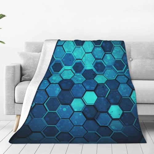 Couverture hexagonale bleue légère chaude pour lit et canapé