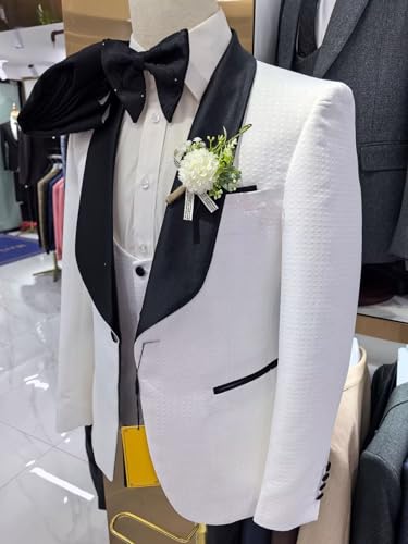 3 Piece Jacquard Tuxedo Set Men's Formal Suit Shawl Lapel Jacket Vest and Pants for Wedding Party Prom3