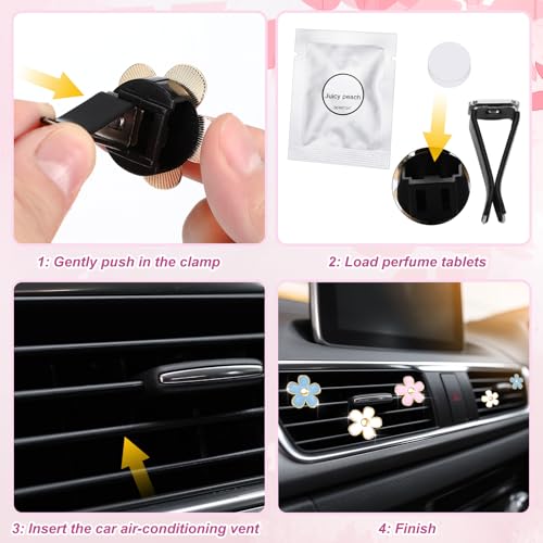 Image of Frienda 6 Pcs Daisy Flower Air Vent Clip Accessories Air Conditioning Outlet Clip Car Freshener Dashboard Accessories Charm Car Inter Decor(Blue, Pink,White)